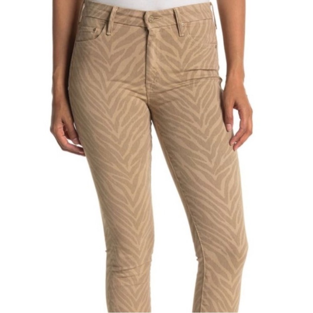 Mother Jeans Size 27 The Looker Ankle Fray in Sweet Stripes Khaki Dangerous Game - Picture 2 of 13
